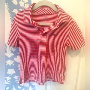 Vineyard vines, red and white polo, athletic material